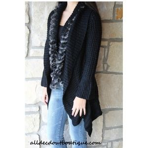 Lily Sweater Cardigan with Fur Trim